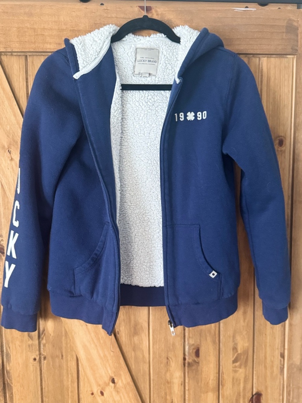 Lucky Brand Navy & Cream Sherpa-Lined Zip Hoodie for Kids